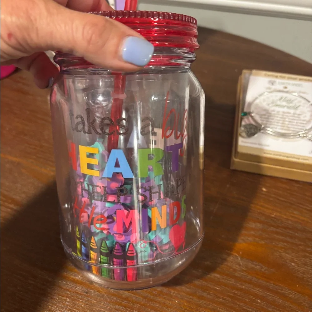 5 Piece Teacher Gift Set - Pink Small Stanley with Straw & much more! All new!